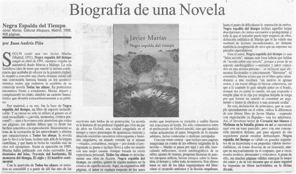 Biografía de una novela  [artículo] Juan Andrés Piña.