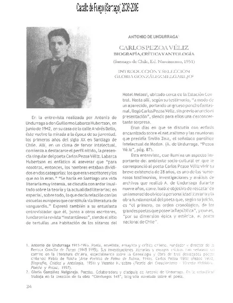 Carlos Pezoa Véliz, biografía, crítica y antología  [artículo] Antonio de Undurraga.