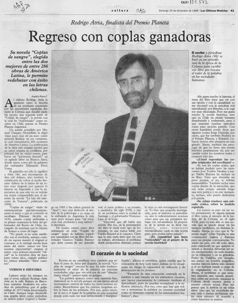 Regreso con coplas ganadoras  [artículo] Angélica Rivera F.