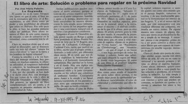 El libro de arte, solución o problema para regalar en la próxima navidad  [artículo] José María Palacios.