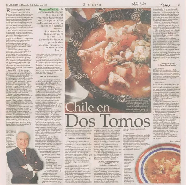 Chile en dos tomos  [artículo] Patricio Tapia.