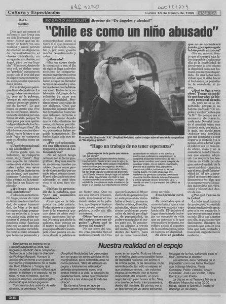 "Chile es como un niño abusado" [entrevista] [artículo] : M. A. C.