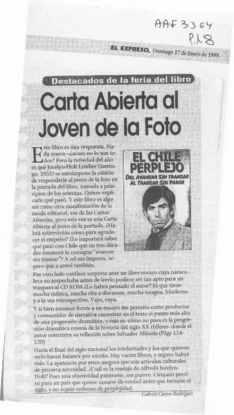 Carta abierta al joven de la foto  [artículo].