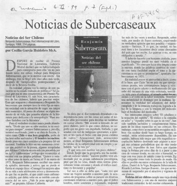 Noticias de Subercaseaux  [artículo] Cecilia García Huidobro McA.