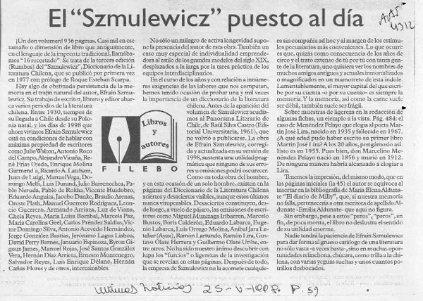 El "Szmulewiczz" puesto al día  [artículo] Filebo.