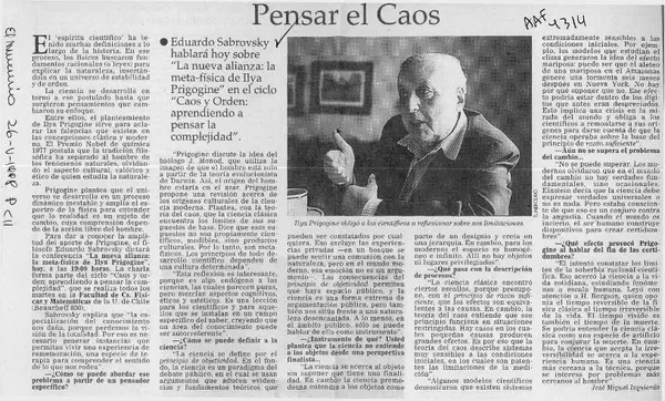 Pensar el caos  [artículo] José Miguel Izquierdo.