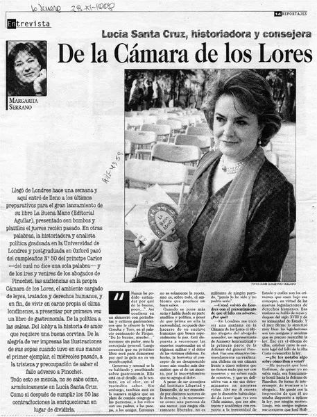 De la Cámara de los Lores a las recetas de cocina [entrevista] [artículo] : Margarita Serrano.