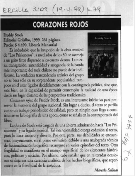 Corazones rojos  [artículo] Marcelo Salinas.