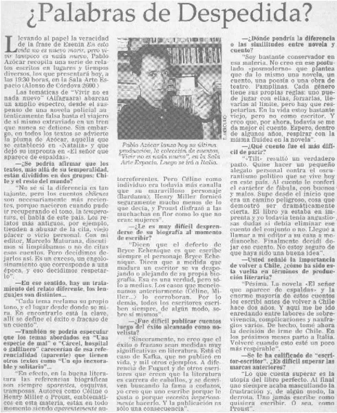 Palabras de despedida?  [artículo].