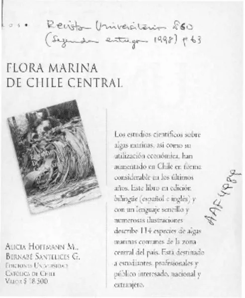 Flora marina de Chile central  [artículo].