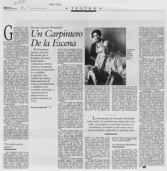 Un carpintero de la escena  [artículo] Juan Andrés Piña.
