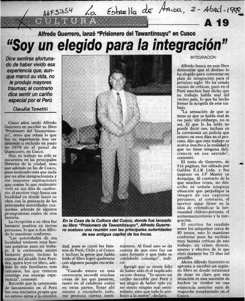 "Soy un elegido para la integración"  [artículo].