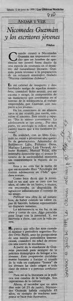 Nicomedes Guzmán y los escritores jóvenes  [artículo] Filebo.