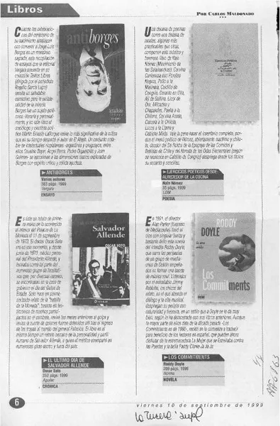 Libros  [artículo] Carlos Maldonado.