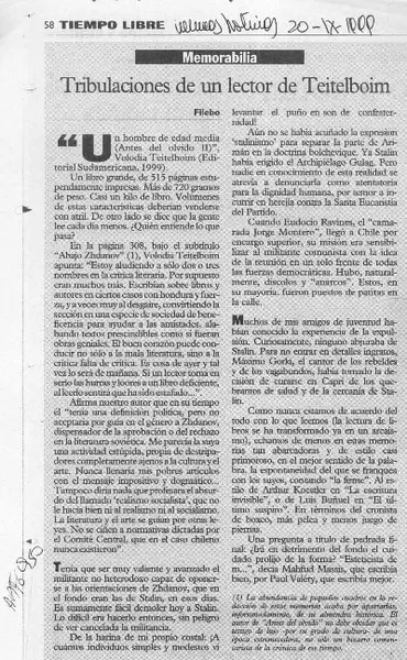 Tribulaciones de un lector de Teitelboim  [artículo] Filebo.