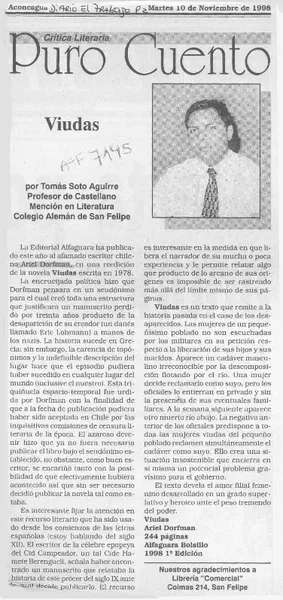 Viudas  [artículo] Tomás Soto Aguirre.