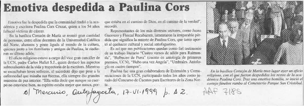 Emotiva despedida a Paulina Cors  [artículo]