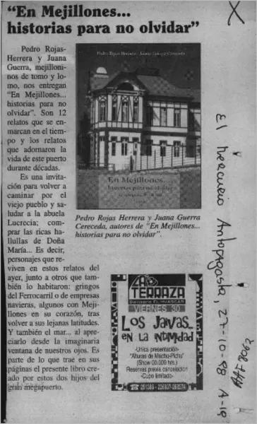 "En Mejillones -- historias para no olvidar"  [artículo]