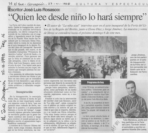 "Quien lee desde niño lo hará siempre"  [artículo].