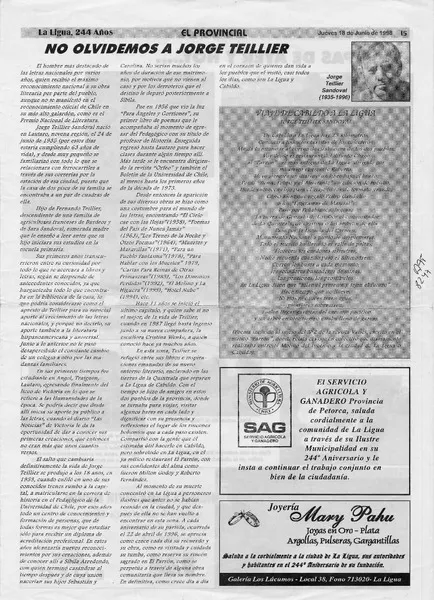 No olvidemos a Jorge Teillier  [artículo].