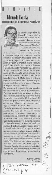 Edmundo Concha  [artículo] Marcos Correa.