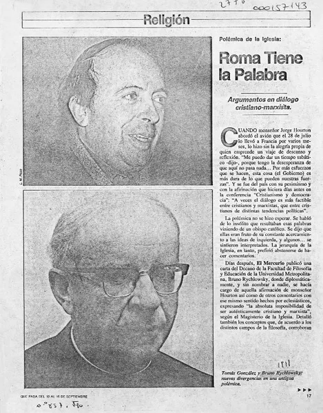 Roma tiene la palabra  [artículo] Cecilia Alamos.