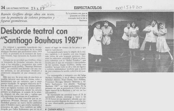 Desborde teatral con "Santiago Bauhaus 1987"  [artículo] Carmen Mera O.