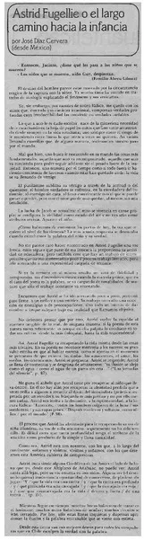Astrid Fugellie o el largo camino hacia la infancia  [artículo] José Díaz Cervera.