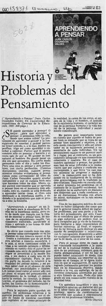 Historia y problemas del pensamiento  [artículo] Mirko Skarica.
