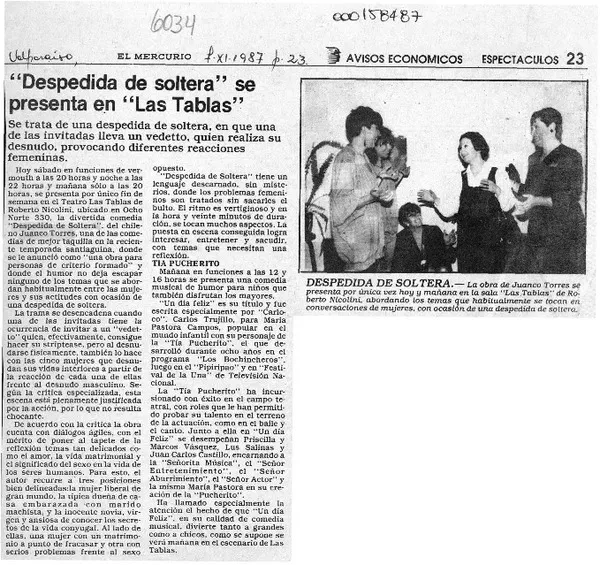 "Despedida de soltera" se presenta en "Las Tablas"  [artículo].