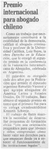 Premio internacional para abogado chileno  [artículo].