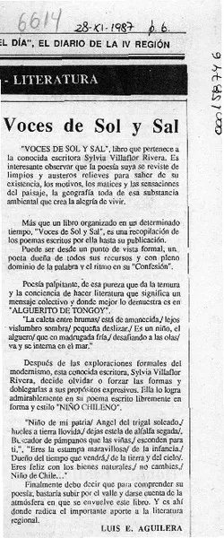 Voces de sol y sal  [artículo] Luis E. Aguilera.