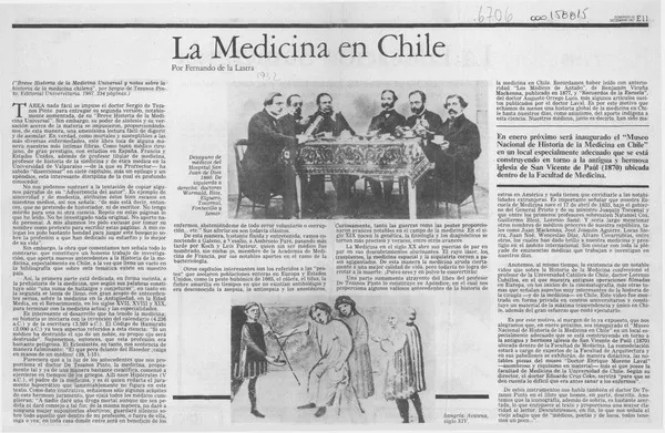 La medicina en Chile  [artículo] Fernando de la Lastra.