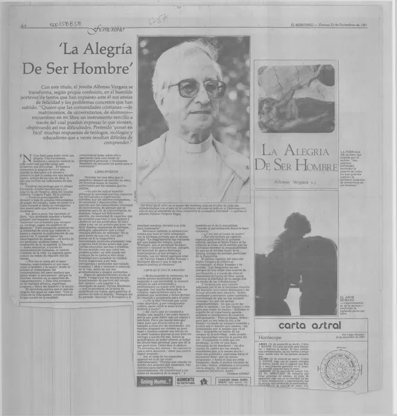 "La alegría de ser hombre"  [artículo] Carmen Ortúzar.