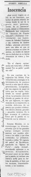 Inocencia  [artículo] Andrés Sabella.
