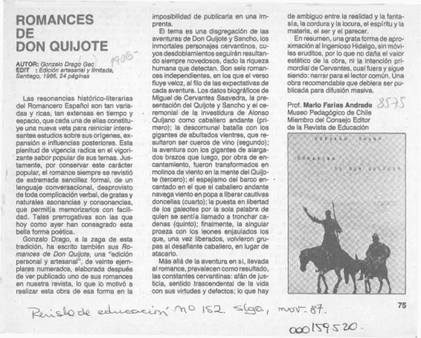 Romances de don Quijote  [artículo] Mario Farías Andrade.