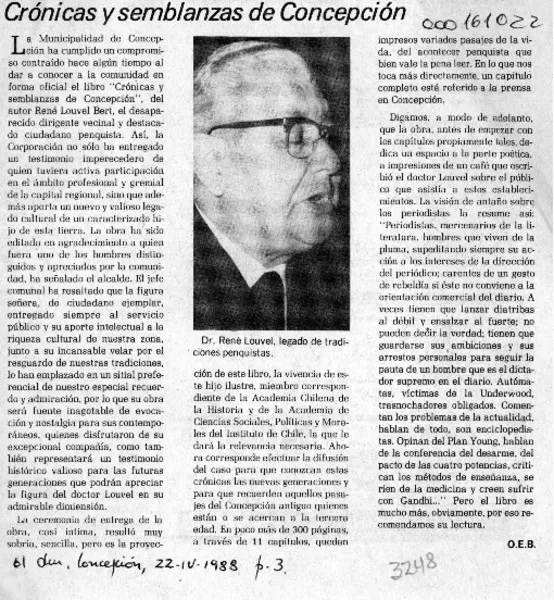 Crónicas y semblanzas de Concepción  [artículo] O. E. B.