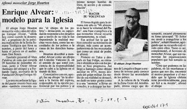 Enrique Alvear, modelo para la Iglesia  [artículo].