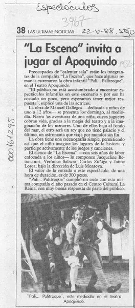 "La escena" invita a jugar al Apoquindo  [artículo]