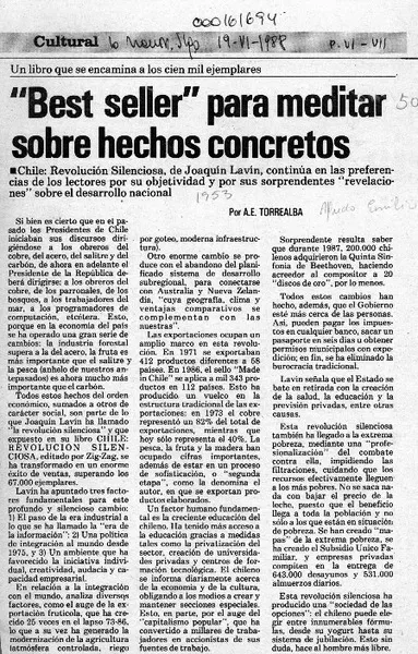 "Best seller" para meditar sobre hechos concretos  [artículo] A. E. Torrealba.