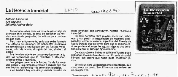 La Herencia inmortal  [artículo].
