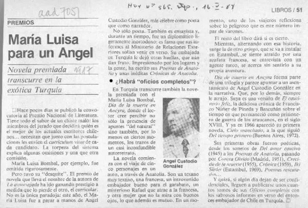 María Luisa para un Angel  [artículo].