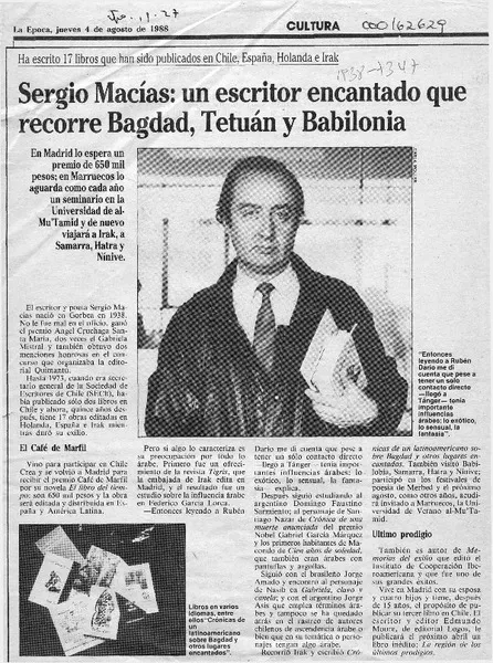 Sergio Macías, un escritor encantado que recorre Bagdad, Tetuán y Babilonia  [artículo].