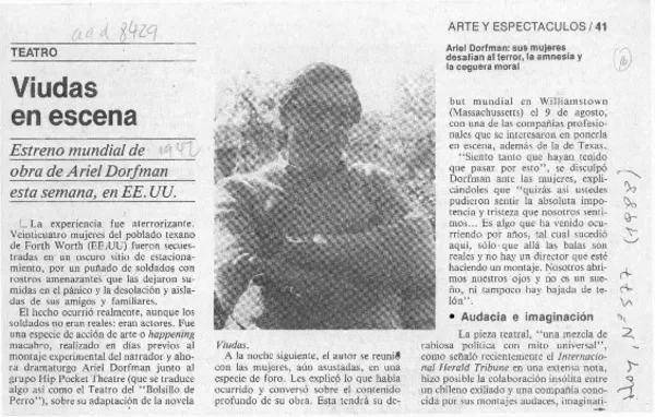 Viudas en escena  [artículo] A. M. F.
