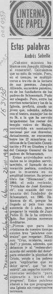 Estas palabras  [artículo] Andrés Sabella.
