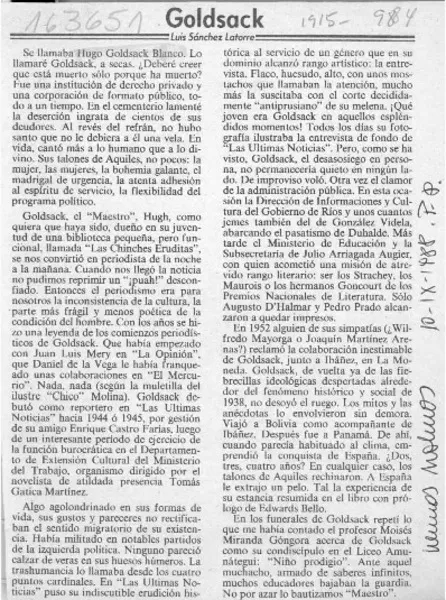 Goldsack  [artículo] Luis Sánchez Latorre.