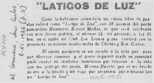 "Látigos de luz"  [artículo].
