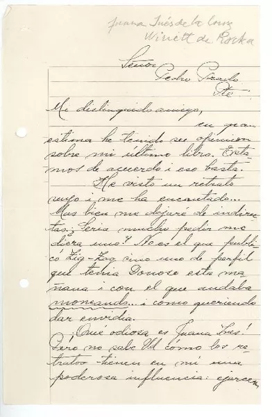 [Carta] 1915 dic. 23, Santiago, Chile [a] Pedro Prado  [manuscrito] Winétt de Rokha [Juana Inés de la Cruz].