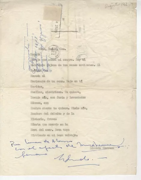 Humo, huída, haz  [manuscrito] Edmundo Herrera.