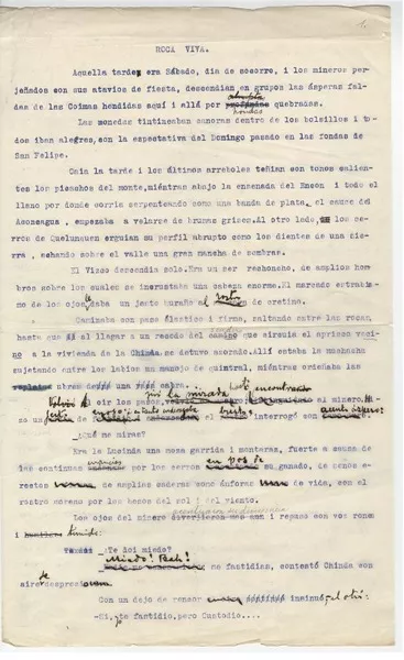 Roca viva  [manuscrito] Guillermo Labarca Hubertson.